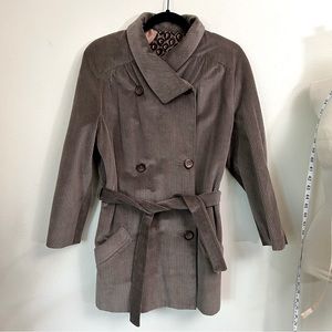 Vintage 70’s corduroy beige taupe belted peacoat medium